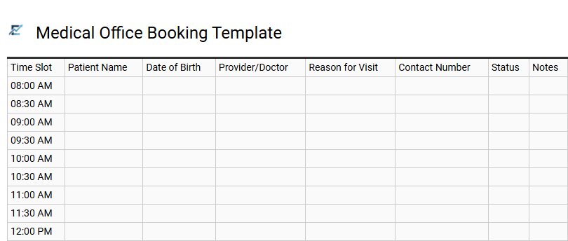 Medical Office Booking Template