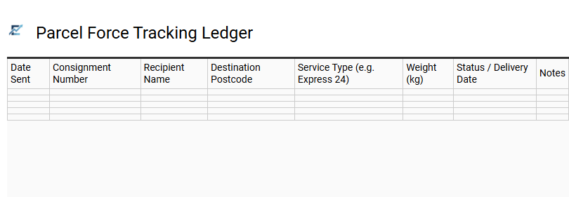 Parcel Force Tracking Ledger