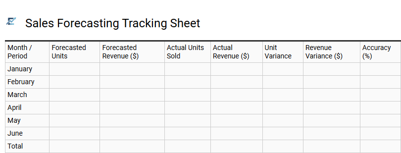 Sales Forecasting Tracking Sheet