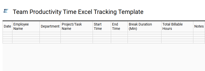 Team Productivity Time Excel Tracking Template