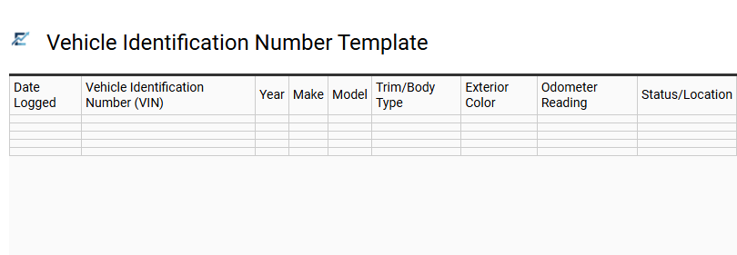 Vehicle Identification Number Template