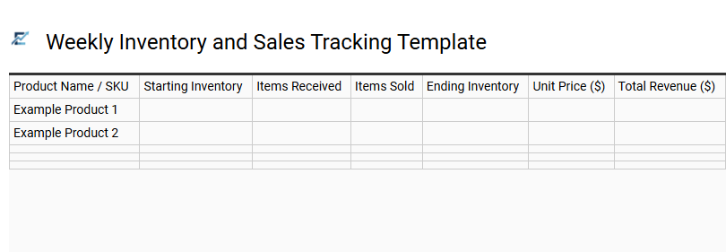 Weekly Inventory and Sales Tracking Template