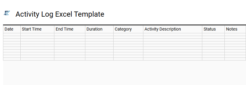 Activity Log Excel Template