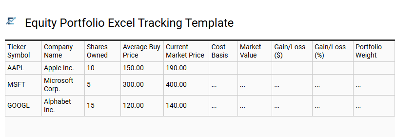 Equity Portfolio Excel Tracking Template