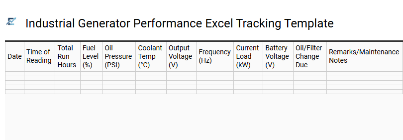 Industrial Generator Performance Excel Tracking Template