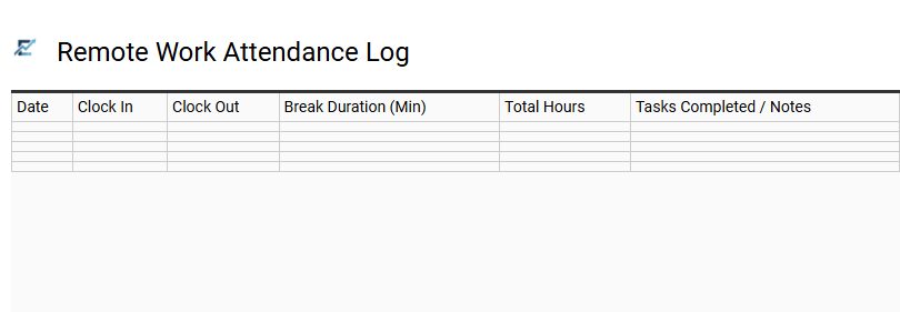 Remote Work Attendance Log