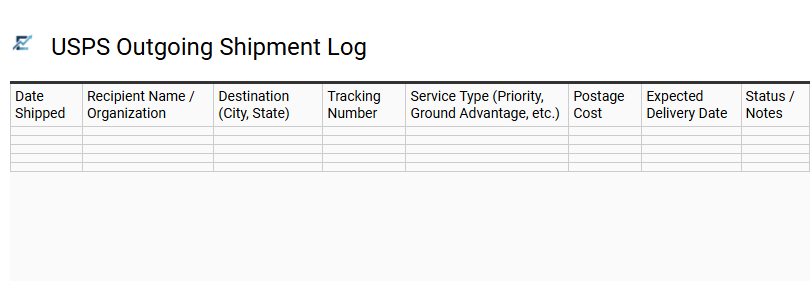 USPS Outgoing Shipment Log