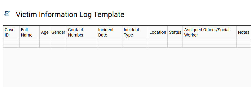 Comprehensive Victim Tracking and Case Management Spreadsheet Template